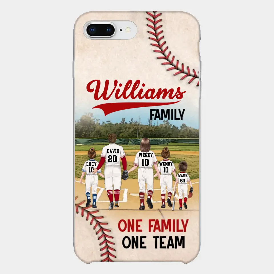 Personalisierte Baseball-Familien-Handyhülle – bis zu 3 Kinder – Geschenkidee zum Valentinstag/Geburtstag/Jahrestag/Muttertagsgeschenk für Ehefrau vom Ehemann – eine Familie, ein Team – Hülle für iPhone/Samsung