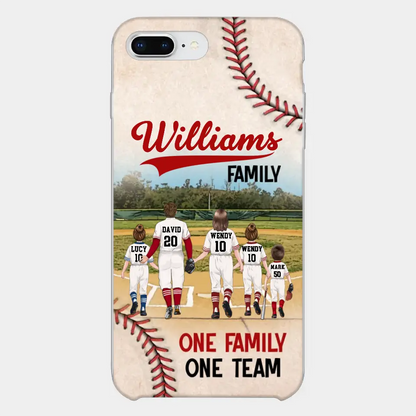 Personalisierte Baseball-Familien-Handyhülle – bis zu 3 Kinder – Geschenkidee zum Valentinstag/Geburtstag/Jahrestag/Muttertagsgeschenk für Ehefrau vom Ehemann – eine Familie, ein Team – Hülle für iPhone/Samsung