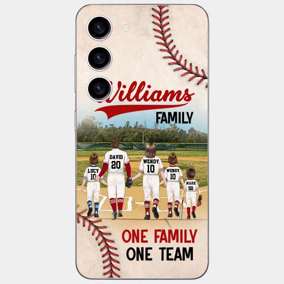 Personalisierte Baseball-Familien-Handyhülle – bis zu 3 Kinder – Geschenkidee zum Valentinstag/Geburtstag/Jahrestag/Muttertagsgeschenk für Ehefrau vom Ehemann – eine Familie, ein Team – Hülle für iPhone/Samsung