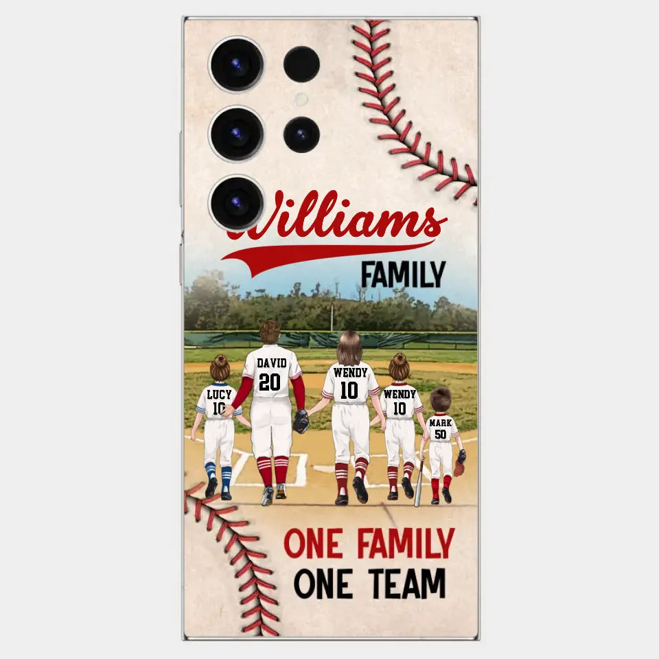 Personalisierte Baseball-Familien-Handyhülle – bis zu 3 Kinder – Geschenkidee zum Valentinstag/Geburtstag/Jahrestag/Muttertagsgeschenk für Ehefrau vom Ehemann – eine Familie, ein Team – Hülle für iPhone/Samsung