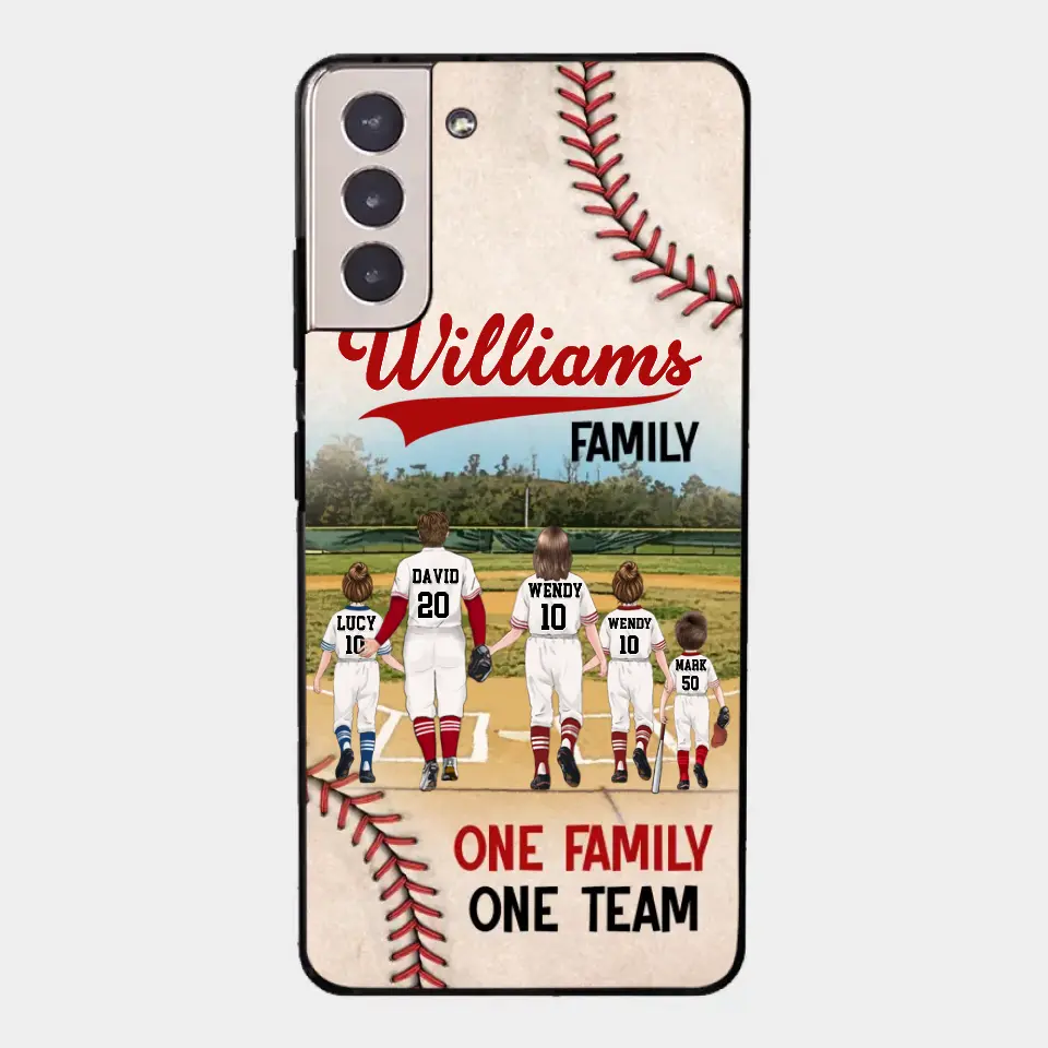 Personalisierte Baseball-Familien-Handyhülle – bis zu 3 Kinder – Geschenkidee zum Valentinstag/Geburtstag/Jahrestag/Muttertagsgeschenk für Ehefrau vom Ehemann – eine Familie, ein Team – Hülle für iPhone/Samsung