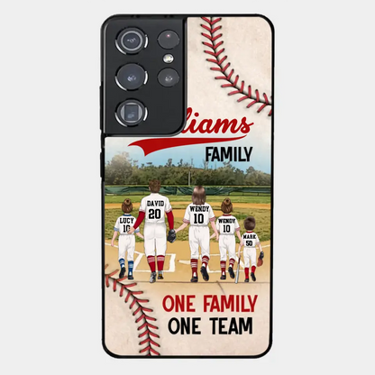 Personalisierte Baseball-Familien-Handyhülle – bis zu 3 Kinder – Geschenkidee zum Valentinstag/Geburtstag/Jahrestag/Muttertagsgeschenk für Ehefrau vom Ehemann – eine Familie, ein Team – Hülle für iPhone/Samsung