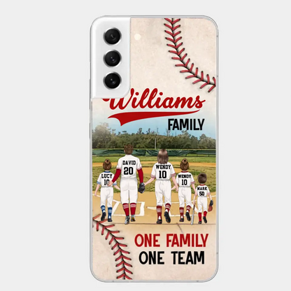 Personalisierte Baseball-Familien-Handyhülle – bis zu 3 Kinder – Geschenkidee zum Valentinstag/Geburtstag/Jahrestag/Muttertagsgeschenk für Ehefrau vom Ehemann – eine Familie, ein Team – Hülle für iPhone/Samsung
