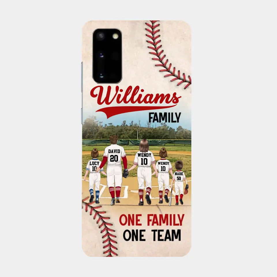 Personalisierte Baseball-Familien-Handyhülle – bis zu 3 Kinder – Geschenkidee zum Valentinstag/Geburtstag/Jahrestag/Muttertagsgeschenk für Ehefrau vom Ehemann – eine Familie, ein Team – Hülle für iPhone/Samsung