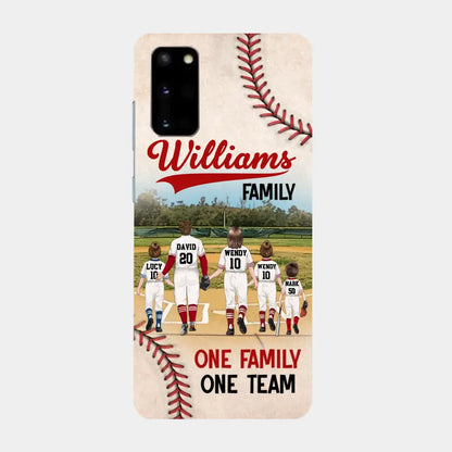 Personalisierte Baseball-Familien-Handyhülle – bis zu 3 Kinder – Geschenkidee zum Valentinstag/Geburtstag/Jahrestag/Muttertagsgeschenk für Ehefrau vom Ehemann – eine Familie, ein Team – Hülle für iPhone/Samsung