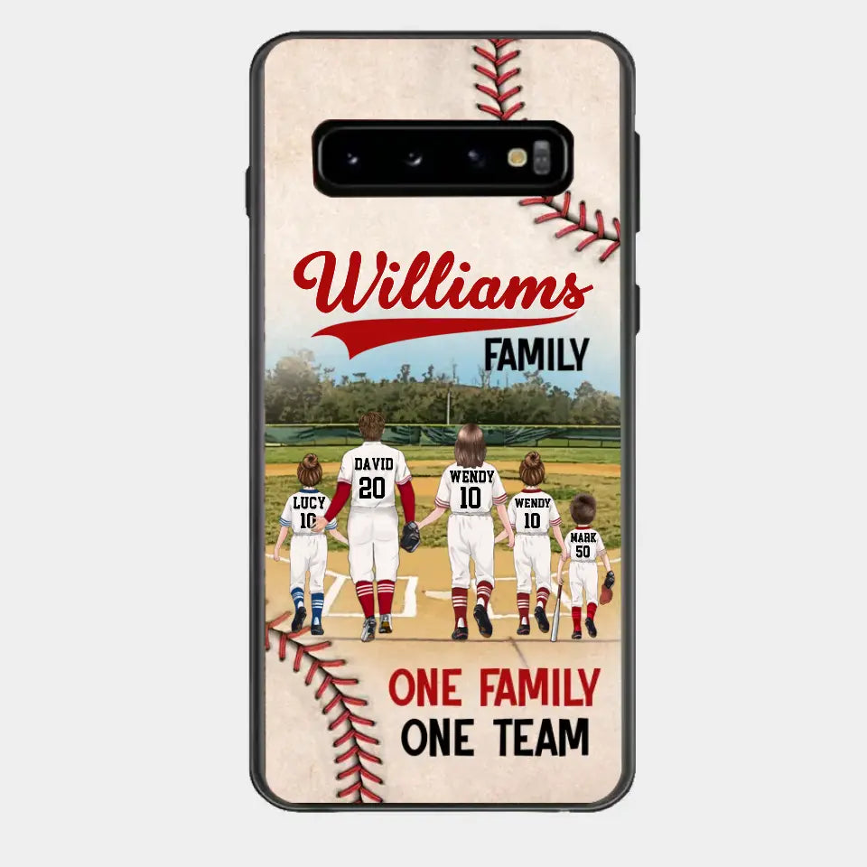 Personalisierte Baseball-Familien-Handyhülle – bis zu 3 Kinder – Geschenkidee zum Valentinstag/Geburtstag/Jahrestag/Muttertagsgeschenk für Ehefrau vom Ehemann – eine Familie, ein Team – Hülle für iPhone/Samsung