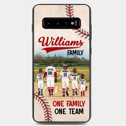 Personalisierte Baseball-Familien-Handyhülle – bis zu 3 Kinder – Geschenkidee zum Valentinstag/Geburtstag/Jahrestag/Muttertagsgeschenk für Ehefrau vom Ehemann – eine Familie, ein Team – Hülle für iPhone/Samsung