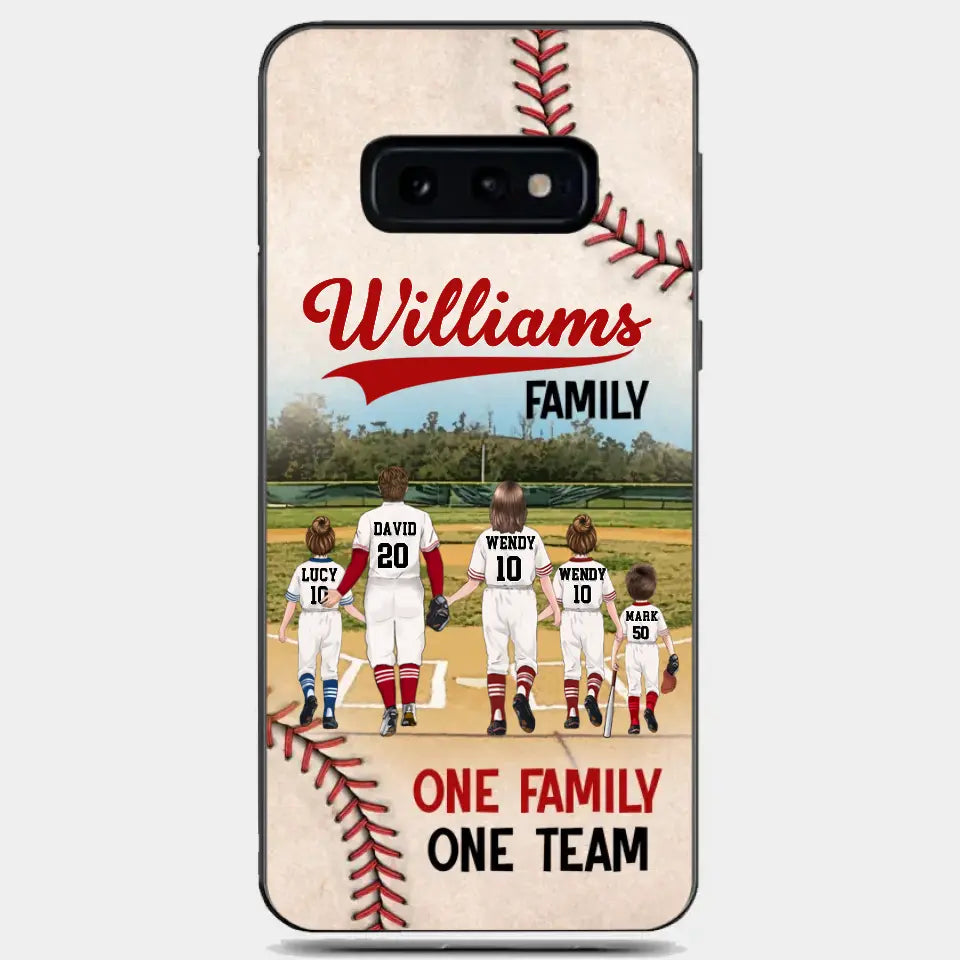 Personalisierte Baseball-Familien-Handyhülle – bis zu 3 Kinder – Geschenkidee zum Valentinstag/Geburtstag/Jahrestag/Muttertagsgeschenk für Ehefrau vom Ehemann – eine Familie, ein Team – Hülle für iPhone/Samsung