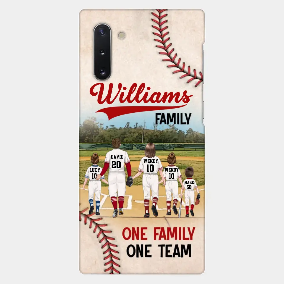 Personalisierte Baseball-Familien-Handyhülle – bis zu 3 Kinder – Geschenkidee zum Valentinstag/Geburtstag/Jahrestag/Muttertagsgeschenk für Ehefrau vom Ehemann – eine Familie, ein Team – Hülle für iPhone/Samsung