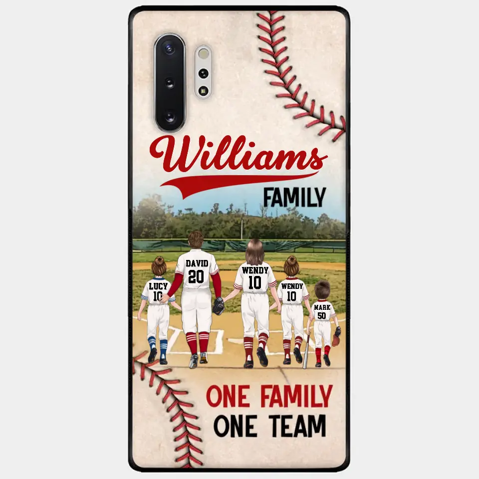 Personalisierte Baseball-Familien-Handyhülle – bis zu 3 Kinder – Geschenkidee zum Valentinstag/Geburtstag/Jahrestag/Muttertagsgeschenk für Ehefrau vom Ehemann – eine Familie, ein Team – Hülle für iPhone/Samsung