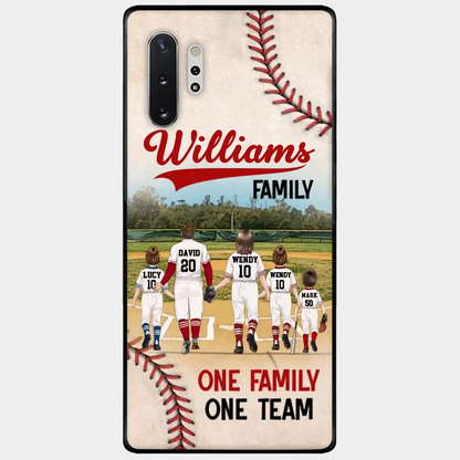 Personalisierte Baseball-Familien-Handyhülle – bis zu 3 Kinder – Geschenkidee zum Valentinstag/Geburtstag/Jahrestag/Muttertagsgeschenk für Ehefrau vom Ehemann – eine Familie, ein Team – Hülle für iPhone/Samsung