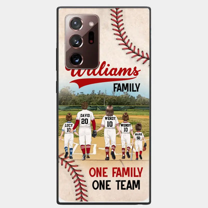 Personalisierte Baseball-Familien-Handyhülle – bis zu 3 Kinder – Geschenkidee zum Valentinstag/Geburtstag/Jahrestag/Muttertagsgeschenk für Ehefrau vom Ehemann – eine Familie, ein Team – Hülle für iPhone/Samsung