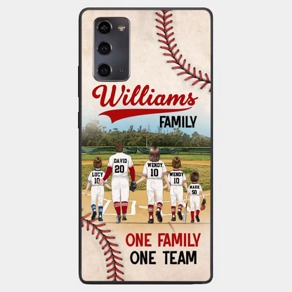 Personalisierte Baseball-Familien-Handyhülle – bis zu 3 Kinder – Geschenkidee zum Valentinstag/Geburtstag/Jahrestag/Muttertagsgeschenk für Ehefrau vom Ehemann – eine Familie, ein Team – Hülle für iPhone/Samsung