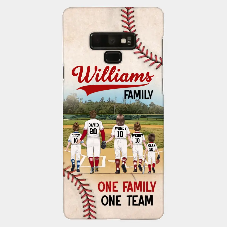 Personalisierte Baseball-Familien-Handyhülle – bis zu 3 Kinder – Geschenkidee zum Valentinstag/Geburtstag/Jahrestag/Muttertagsgeschenk für Ehefrau vom Ehemann – eine Familie, ein Team – Hülle für iPhone/Samsung