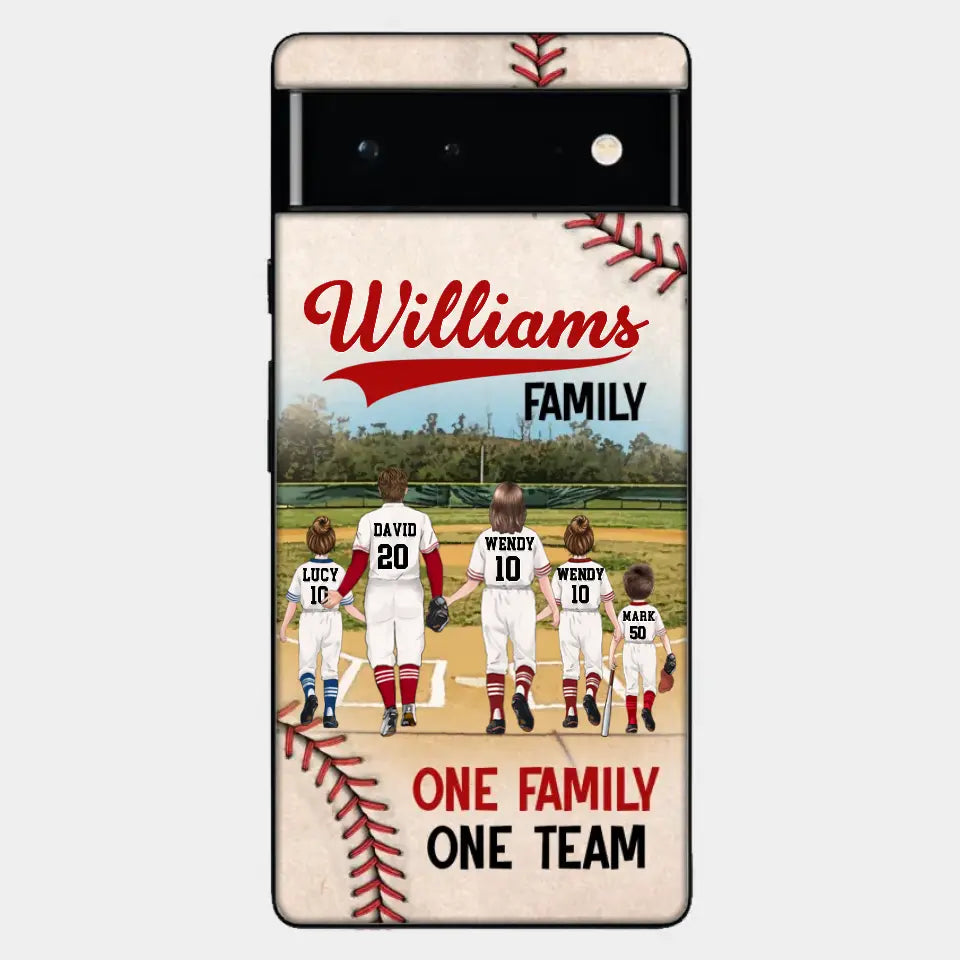 Personalisierte Baseball-Familien-Handyhülle – bis zu 3 Kinder – Geschenkidee zum Valentinstag/Geburtstag/Jahrestag/Muttertagsgeschenk für Ehefrau vom Ehemann – eine Familie, ein Team – Hülle für iPhone/Samsung
