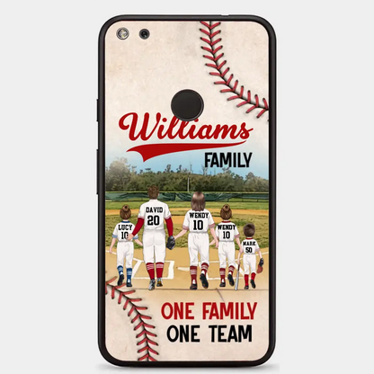 Personalisierte Baseball-Familien-Handyhülle – bis zu 3 Kinder – Geschenkidee zum Valentinstag/Geburtstag/Jahrestag/Muttertagsgeschenk für Ehefrau vom Ehemann – eine Familie, ein Team – Hülle für iPhone/Samsung