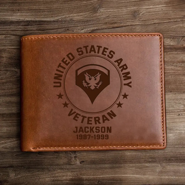 Personalized US Military Veteran Handmade Leather Wallet(RFID BLOCKING)