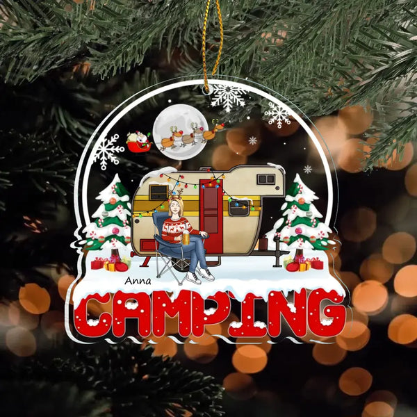 Rvs Christmas Camping Family - Personalized Acrylic Ornament, Ornament Gift For Camping Lover