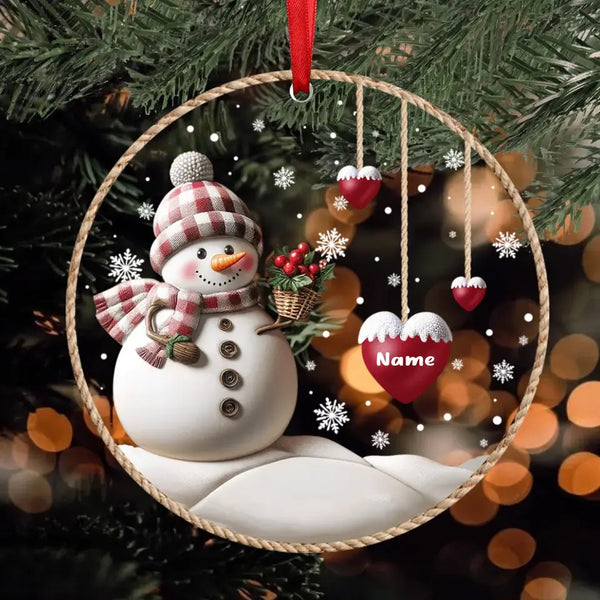Frohe Weihnachten, Schneemann, Oma, Mutter, zum Aufhängen, süßes Herz für Kinder, personalisiertes Ornament