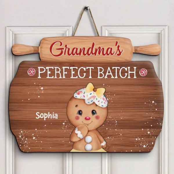 Grandma's Perfect Batch - Personalized Custom Door Sign - Christmas Gift For Grandma, Family Members