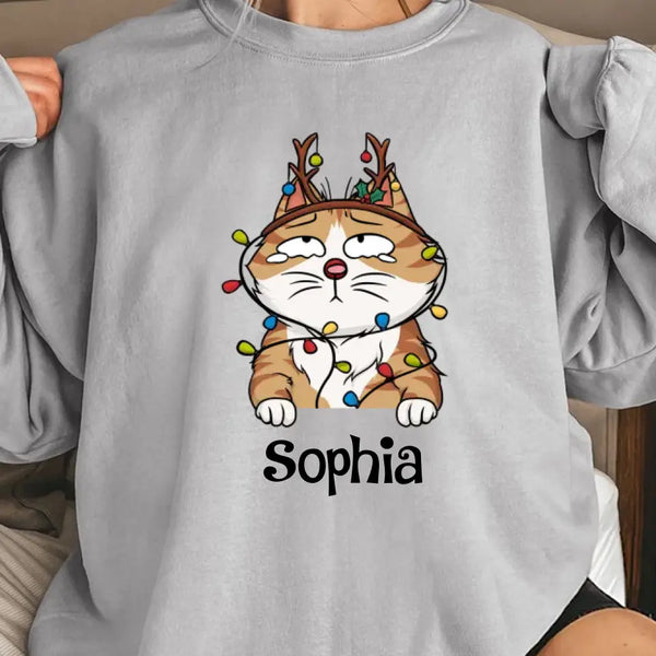 Personalisiertes Weihnachts-Kätzchen-Haustier-Katzenrassen-Sweatshirt mit individuellem Namen