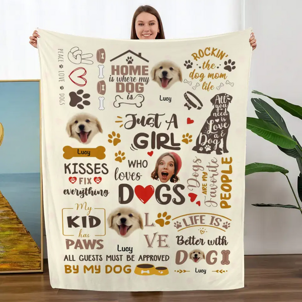 Dog Custom Photo Blanket - Personalized Blanket - Dog Lovers