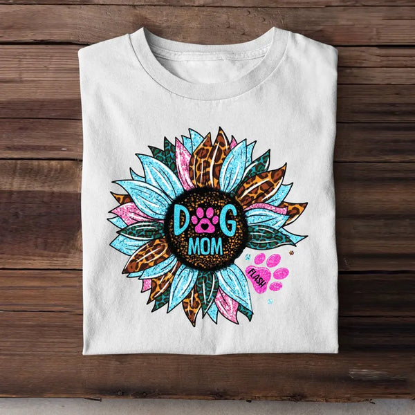 Personalisiertes Sonnenblumen- und Hundemama-T-Shirt bedruckt