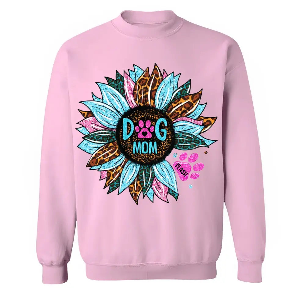 Personalized Sunflower & Dog Mom Tshirt Printed