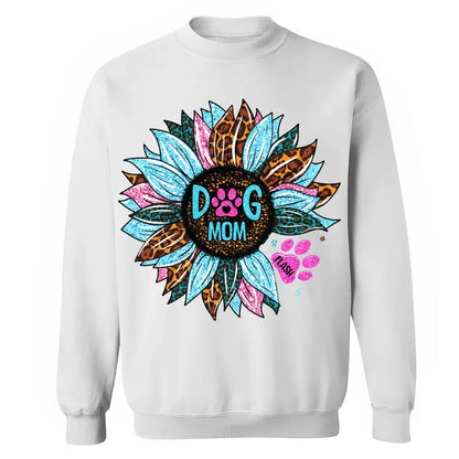 Personalized Sunflower & Dog Mom Tshirt Printed