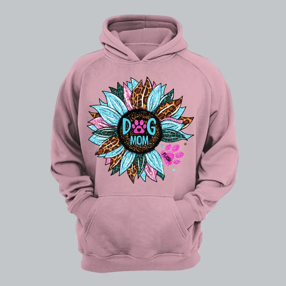 Personalized Sunflower & Dog Mom Tshirt Printed