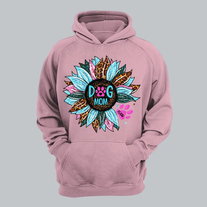 Personalized Sunflower & Dog Mom Tshirt Printed