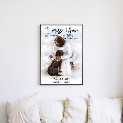 Christ's Embrace Memorial Keepsake, Personalized Dog & Cat Poster, Gifts For Loss Of Pet, I Miss You