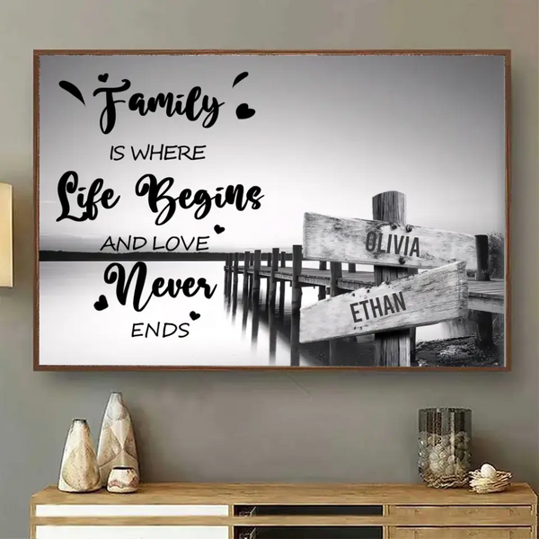 Personalisiertes „Eternal Bonds of Family“-Poster mit Sunset Dock Design V3