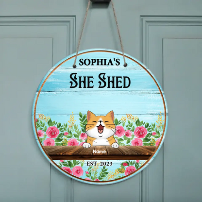 Personalized Wooden Sign, Gift for Pet Lovers, Sheshed Happy Place Floral Vintage Sign