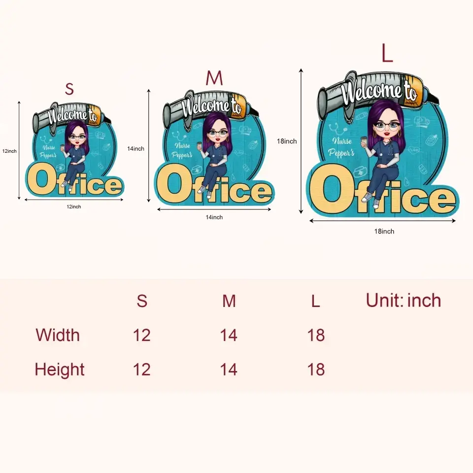 Personalisiertes Türschild – Geburtstagsgeschenk für Krankenschwester – Willkommen in meinem Büro