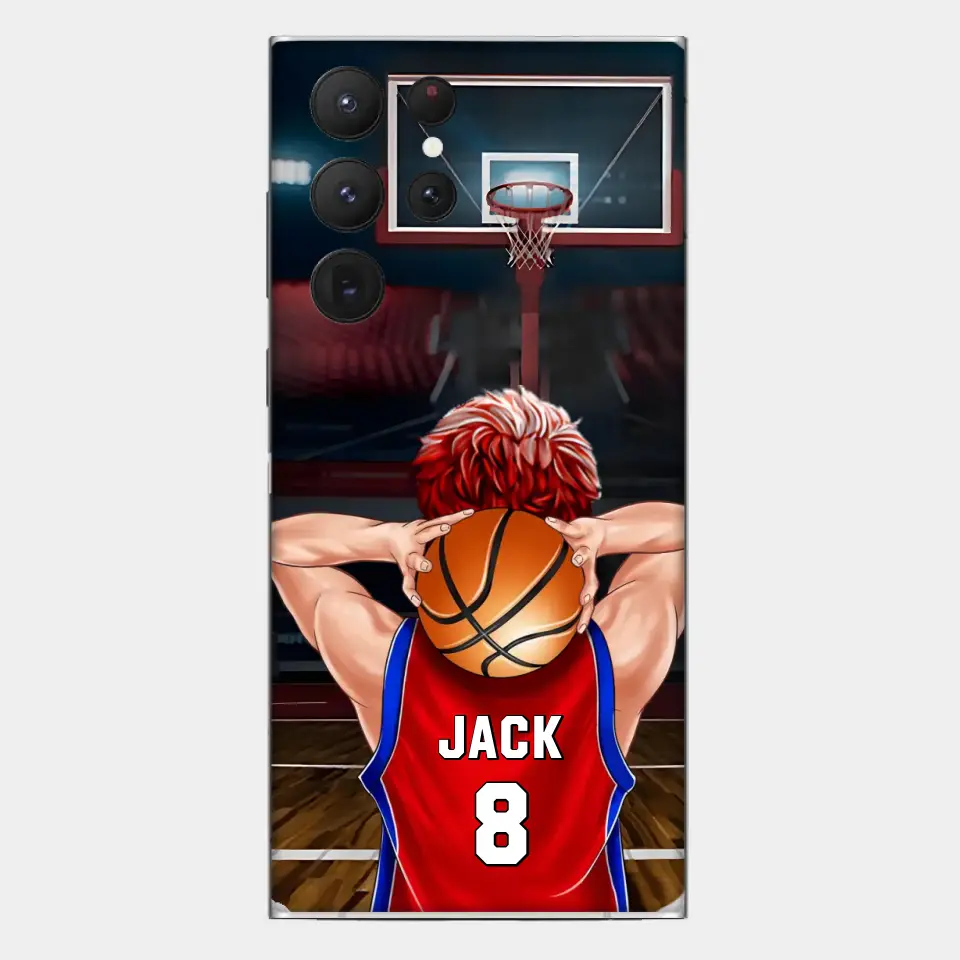 PERSONALISIERTE BASKETBALLSPIELER-TELEFONHÜLLE, GESCHENK FÜR BASKETBALL-LIEBHABER