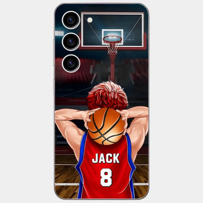 PERSONALISIERTE BASKETBALLSPIELER-TELEFONHÜLLE, GESCHENK FÜR BASKETBALL-LIEBHABER