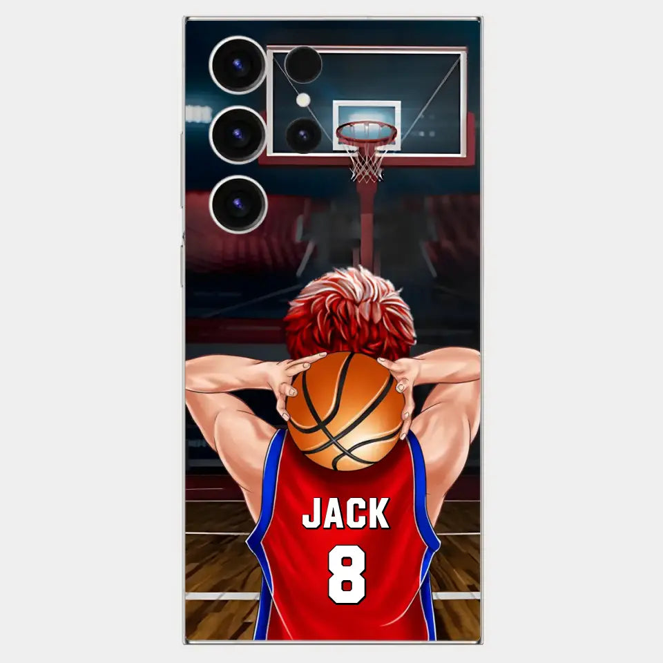 PERSONALISIERTE BASKETBALLSPIELER-TELEFONHÜLLE, GESCHENK FÜR BASKETBALL-LIEBHABER