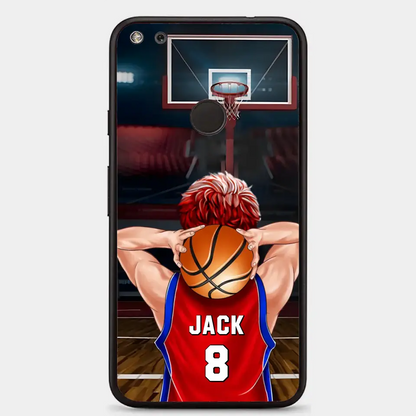 PERSONALISIERTE BASKETBALLSPIELER-TELEFONHÜLLE, GESCHENK FÜR BASKETBALL-LIEBHABER