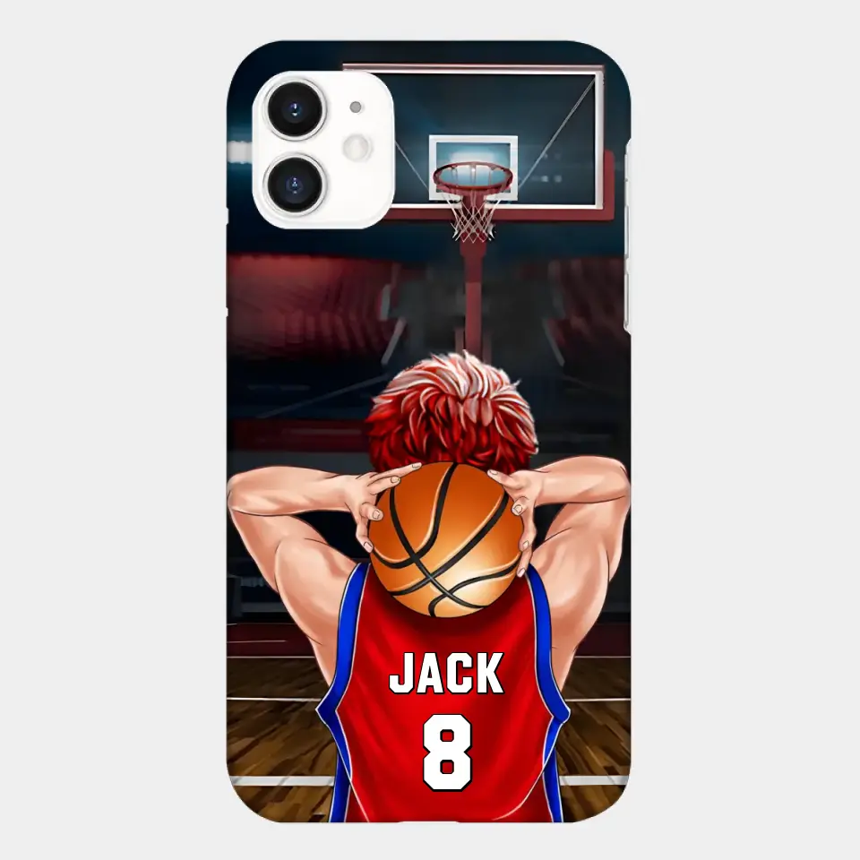 PERSONALISIERTE BASKETBALLSPIELER-TELEFONHÜLLE, GESCHENK FÜR BASKETBALL-LIEBHABER