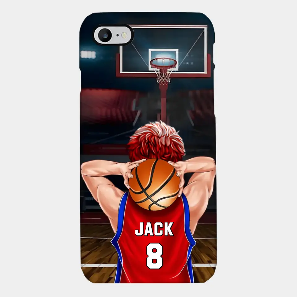 PERSONALISIERTE BASKETBALLSPIELER-TELEFONHÜLLE, GESCHENK FÜR BASKETBALL-LIEBHABER