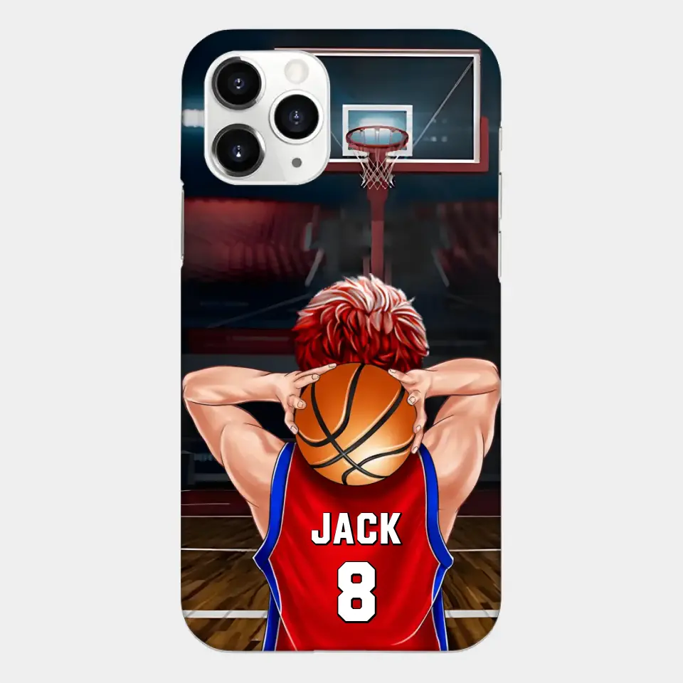 PERSONALISIERTE BASKETBALLSPIELER-TELEFONHÜLLE, GESCHENK FÜR BASKETBALL-LIEBHABER
