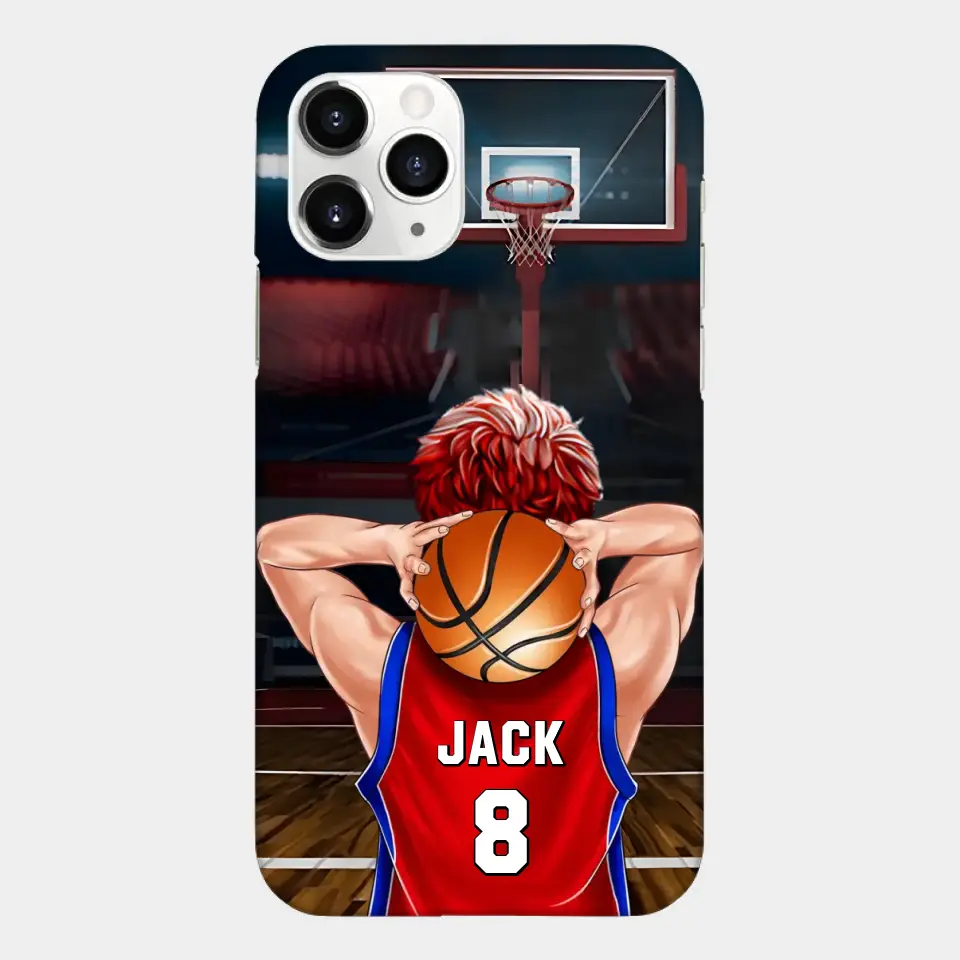 PERSONALISIERTE BASKETBALLSPIELER-TELEFONHÜLLE, GESCHENK FÜR BASKETBALL-LIEBHABER