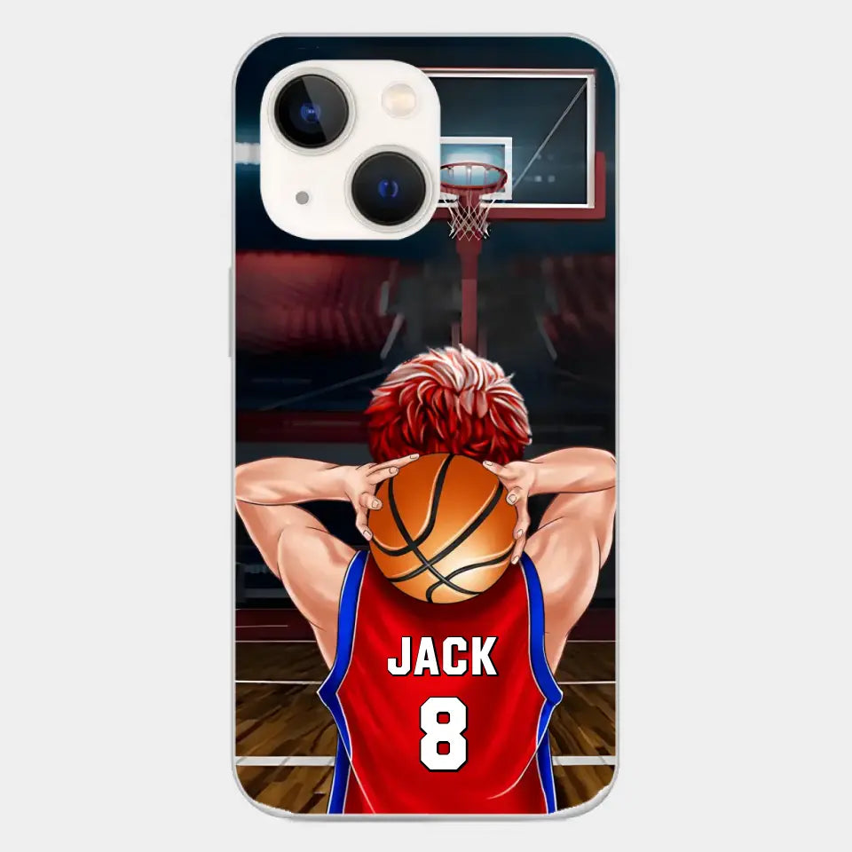 PERSONALISIERTE BASKETBALLSPIELER-TELEFONHÜLLE, GESCHENK FÜR BASKETBALL-LIEBHABER