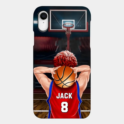 PERSONALISIERTE BASKETBALLSPIELER-TELEFONHÜLLE, GESCHENK FÜR BASKETBALL-LIEBHABER