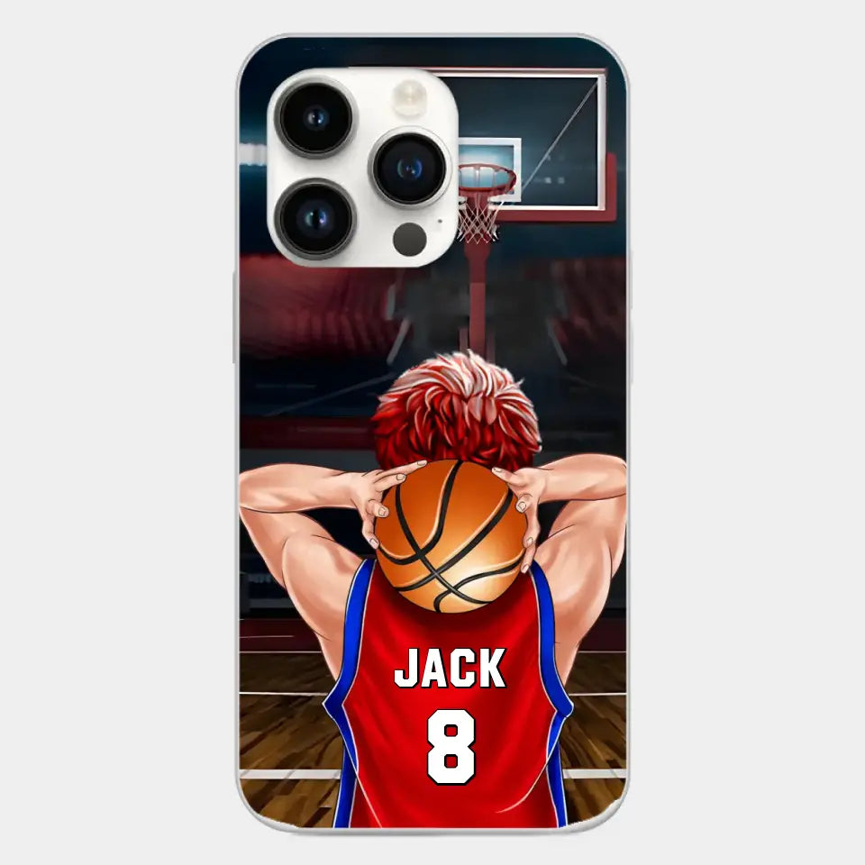PERSONALISIERTE BASKETBALLSPIELER-TELEFONHÜLLE, GESCHENK FÜR BASKETBALL-LIEBHABER