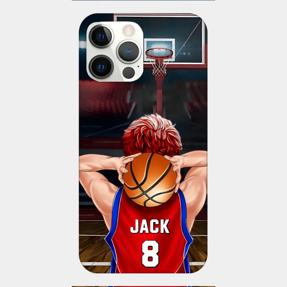 PERSONALISIERTE BASKETBALLSPIELER-TELEFONHÜLLE, GESCHENK FÜR BASKETBALL-LIEBHABER