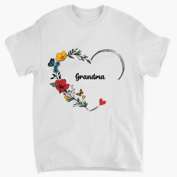Bunte Blumen Oma Nana Mimi Abuela mit Enkelnamen personalisiertes Sweatshirt für den Muttertag