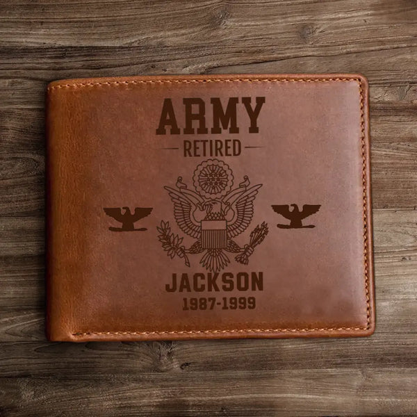 Personalized US Military Leather Wallet Laser