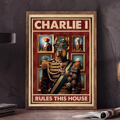 Lustige Fotos hochladen, Katzen und Hunde, Haustiere regieren das Haus, personalisierte gerahmte Leinwand, Posterdruck